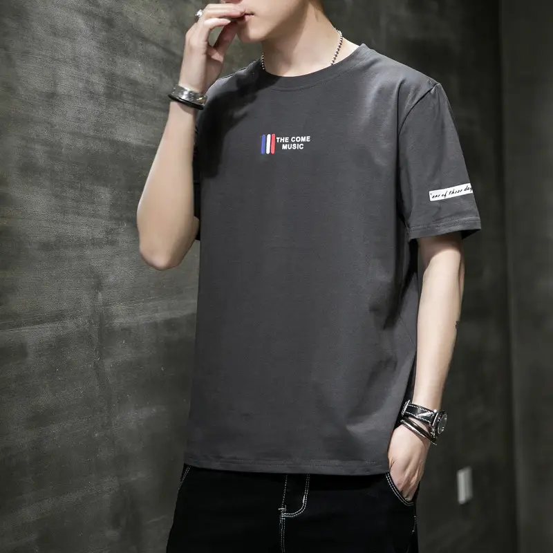 Men Black Telephone Print T-Shirt Short Sleeve Loose Fit - Image 9