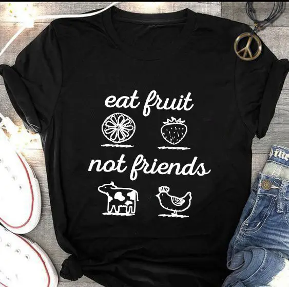Eat Fruit Not Friends T-Shirt Maroon Short Sleeve - Image 2