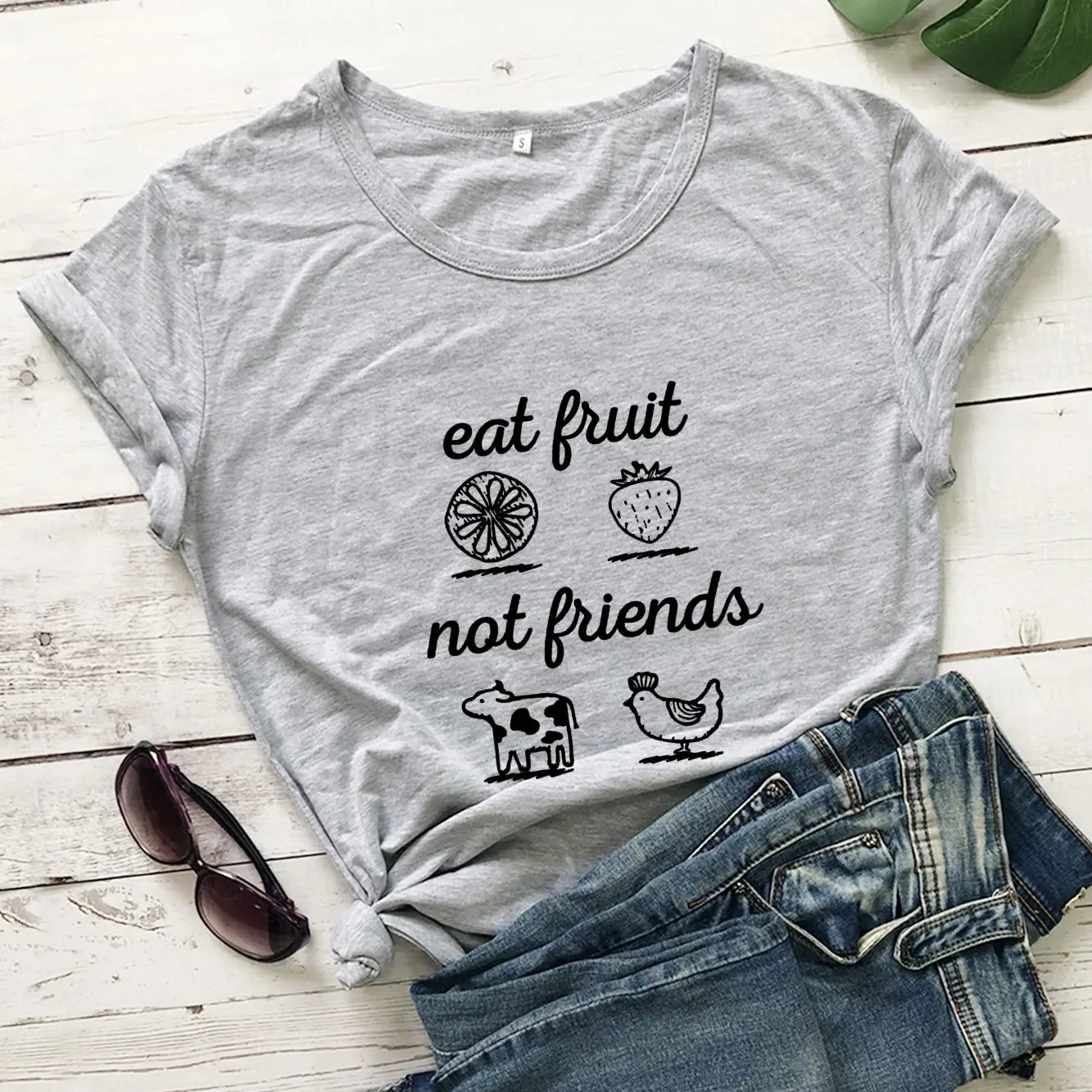 Eat Fruit Not Friends T-Shirt Maroon Short Sleeve - Image 3