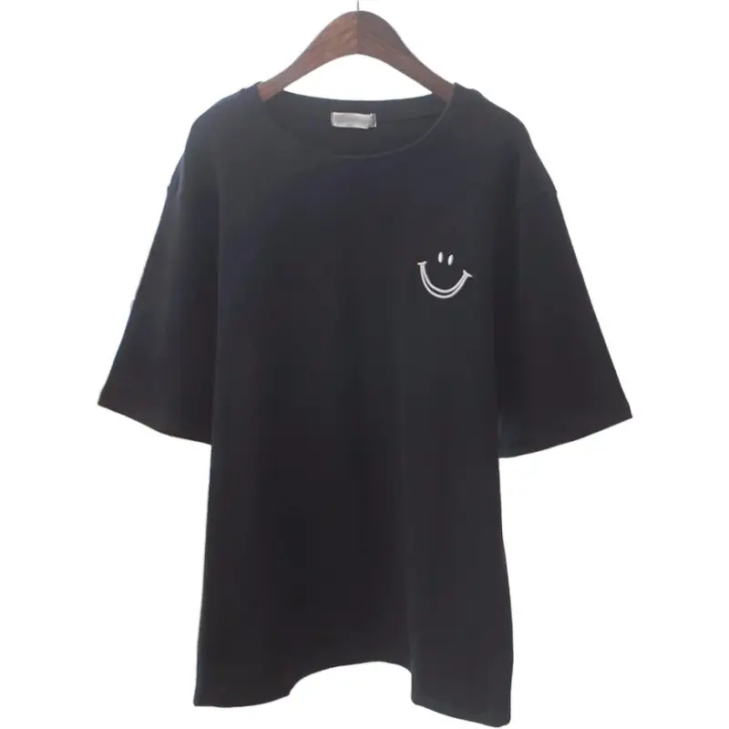 Women Cotton Smiley T-Shirt Loose Fit 2026 - Image 5