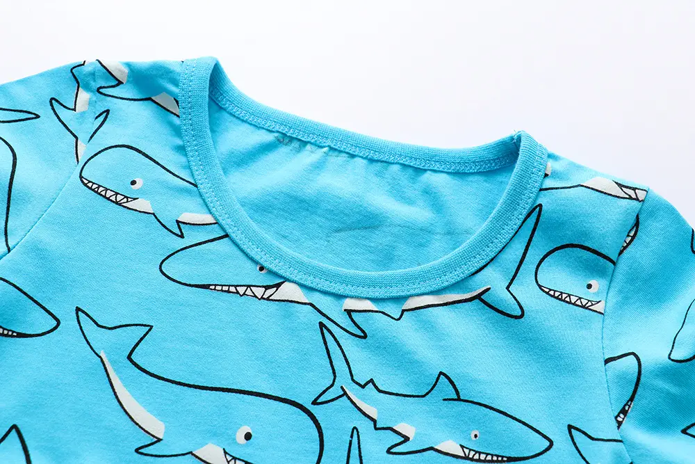 Blue Shark Print Cotton T-Shirt for Boys Girls - Image 3