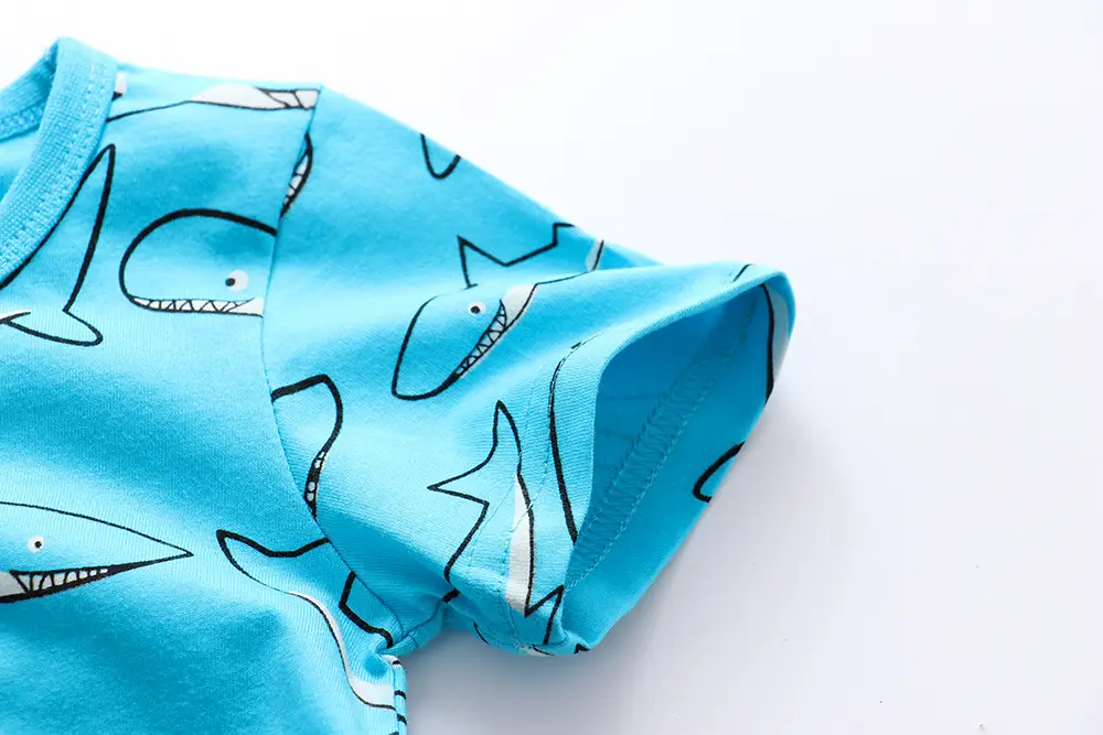Blue Shark Print Cotton T-Shirt for Boys Girls - Image 5