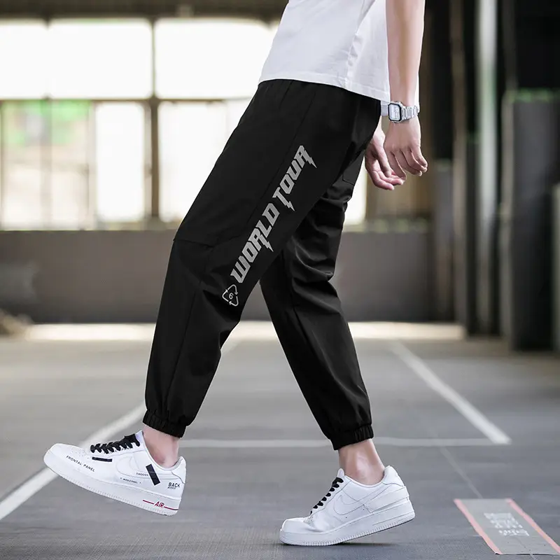 Men's Artlength Crocodile Print Pants Black All Match - Image 5