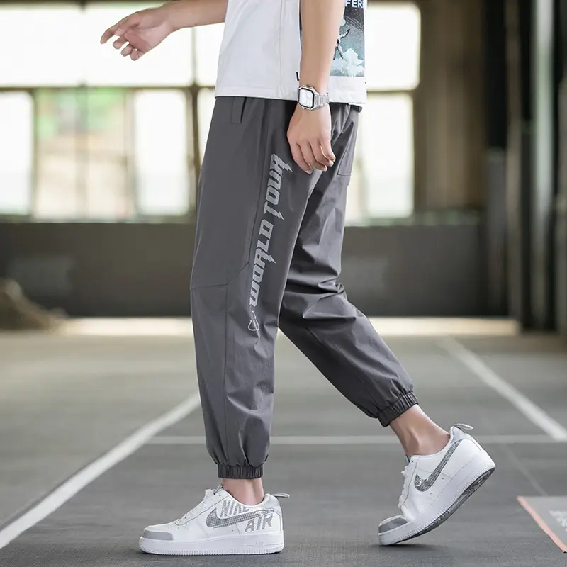 Men's Artlength Crocodile Print Pants Black All Match - Image 6