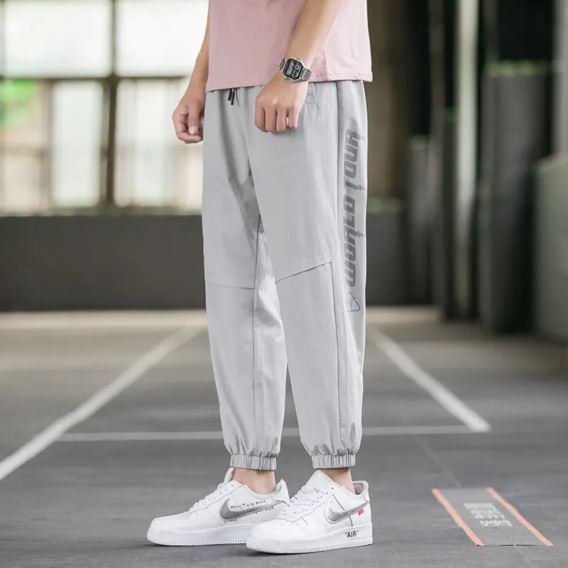 Men's Artlength Crocodile Print Pants Black All Match - Image 8