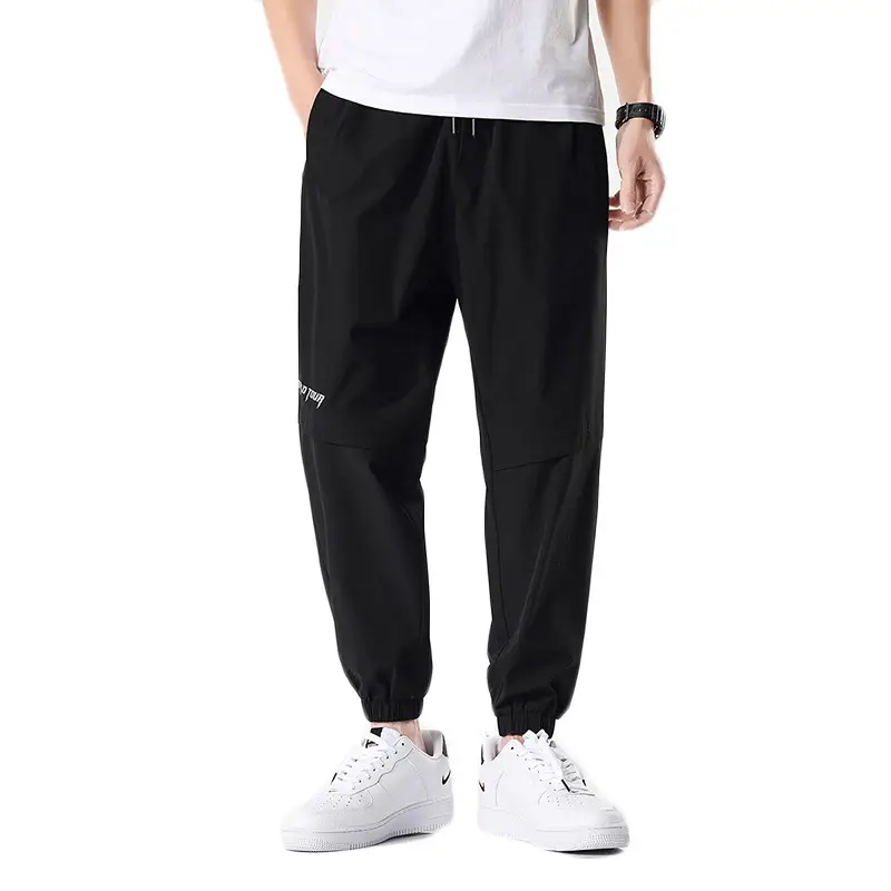 Men's Artlength Crocodile Print Pants Black All Match - Image 9