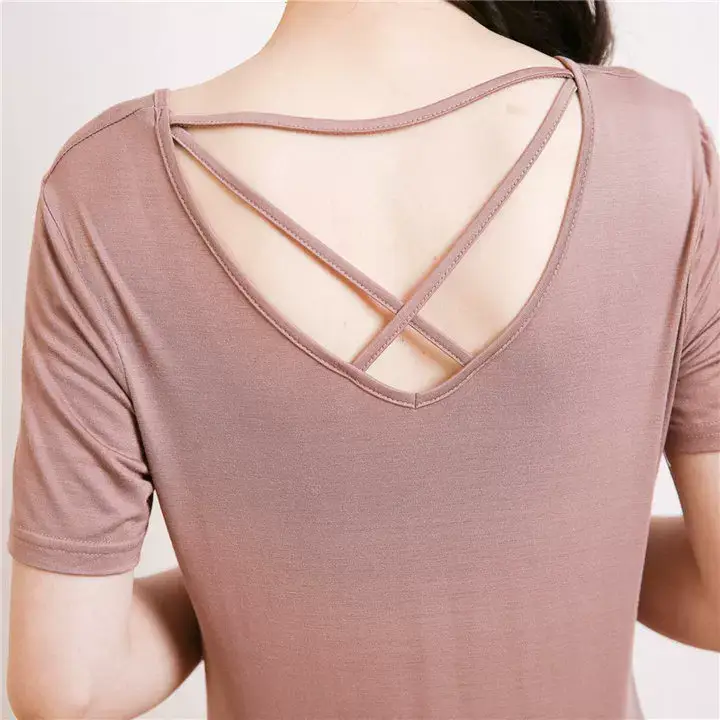 Women White Crossback T-Shirt Short Sleeve Summer — feature 15