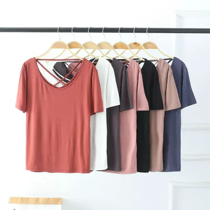 Women White Crossback T-Shirt Short Sleeve Summer — feature 18