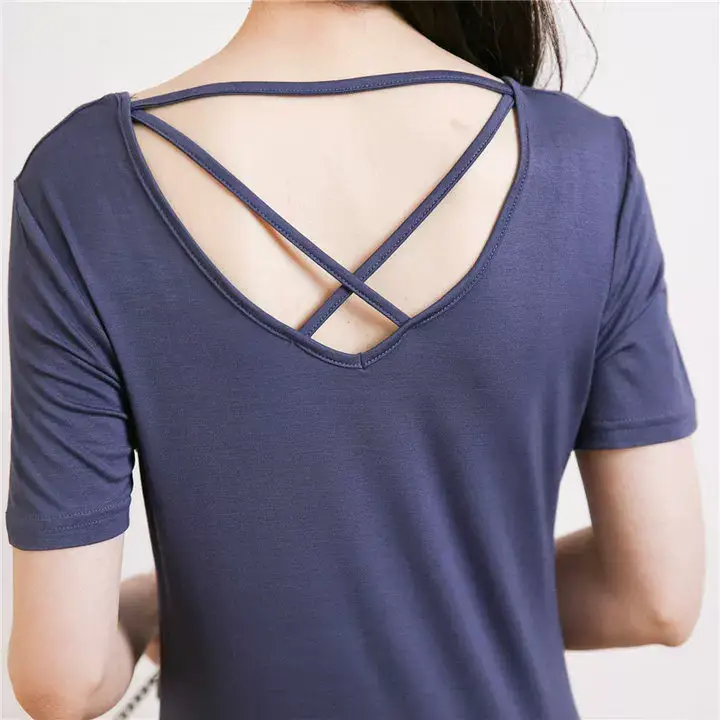 Women White Crossback T-Shirt Short Sleeve Summer — feature 9