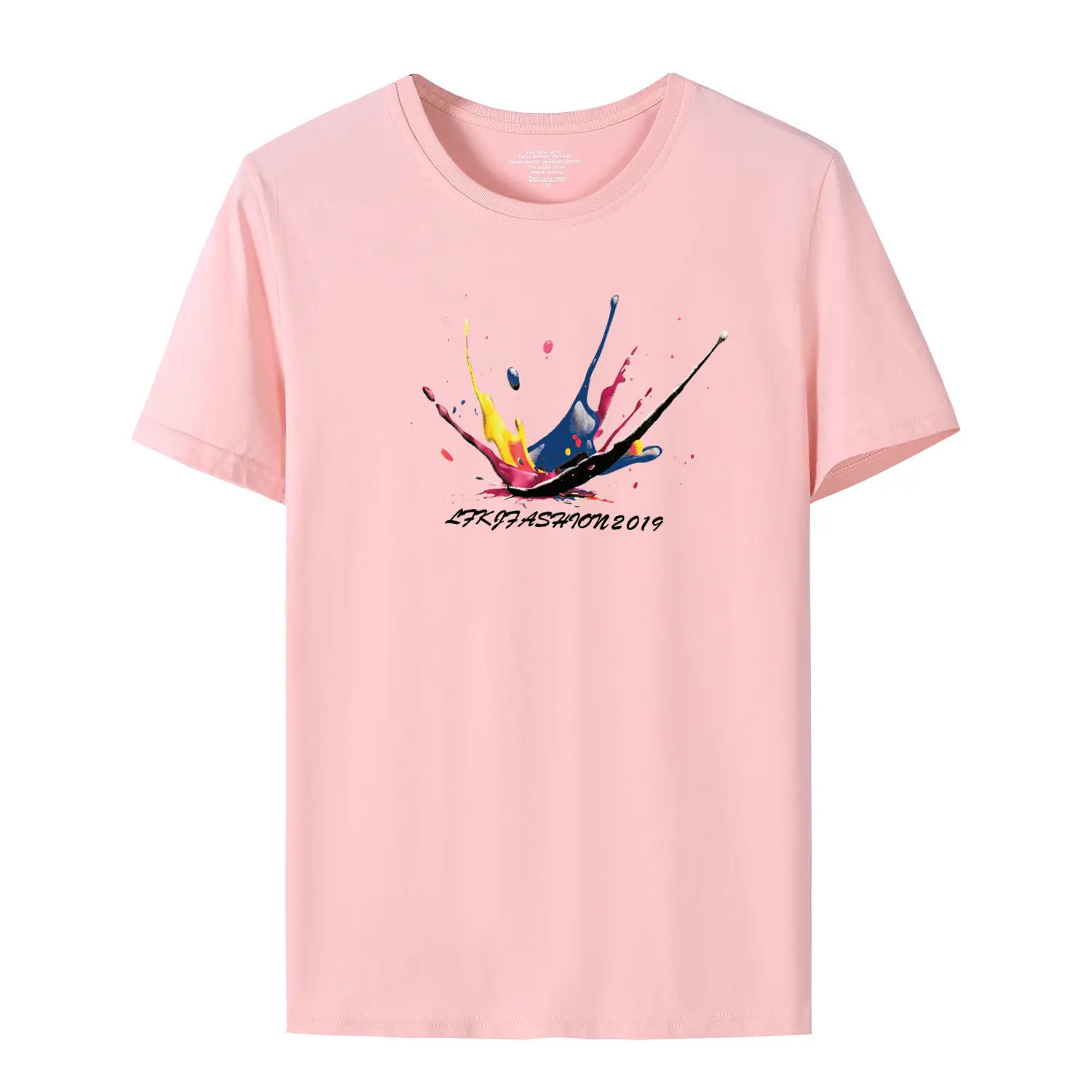Wholesale Men Navy T-Shirt with Color Splash Graphic - Image 2