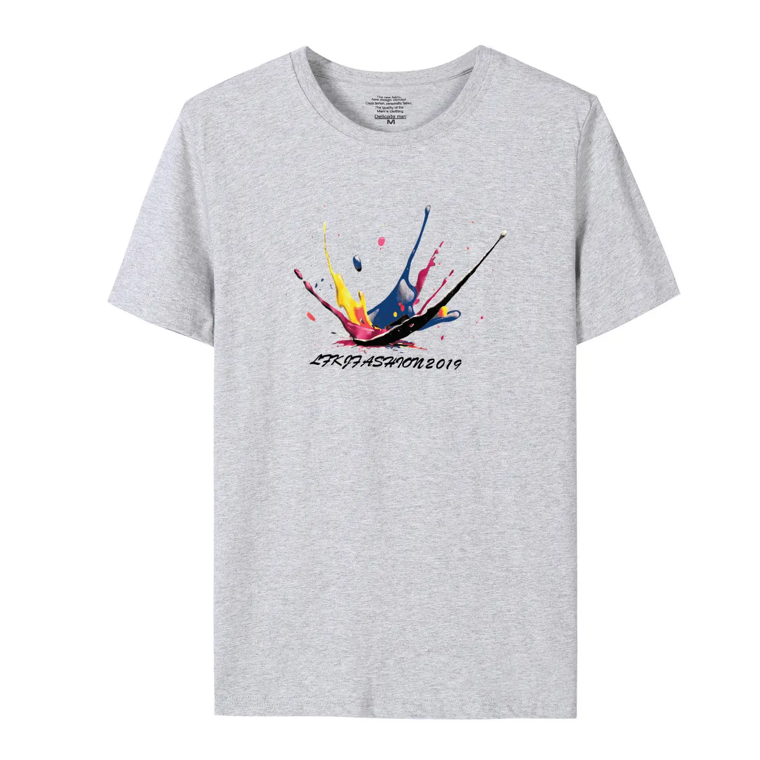 Wholesale Men Navy T-Shirt with Color Splash Graphic - Image 3