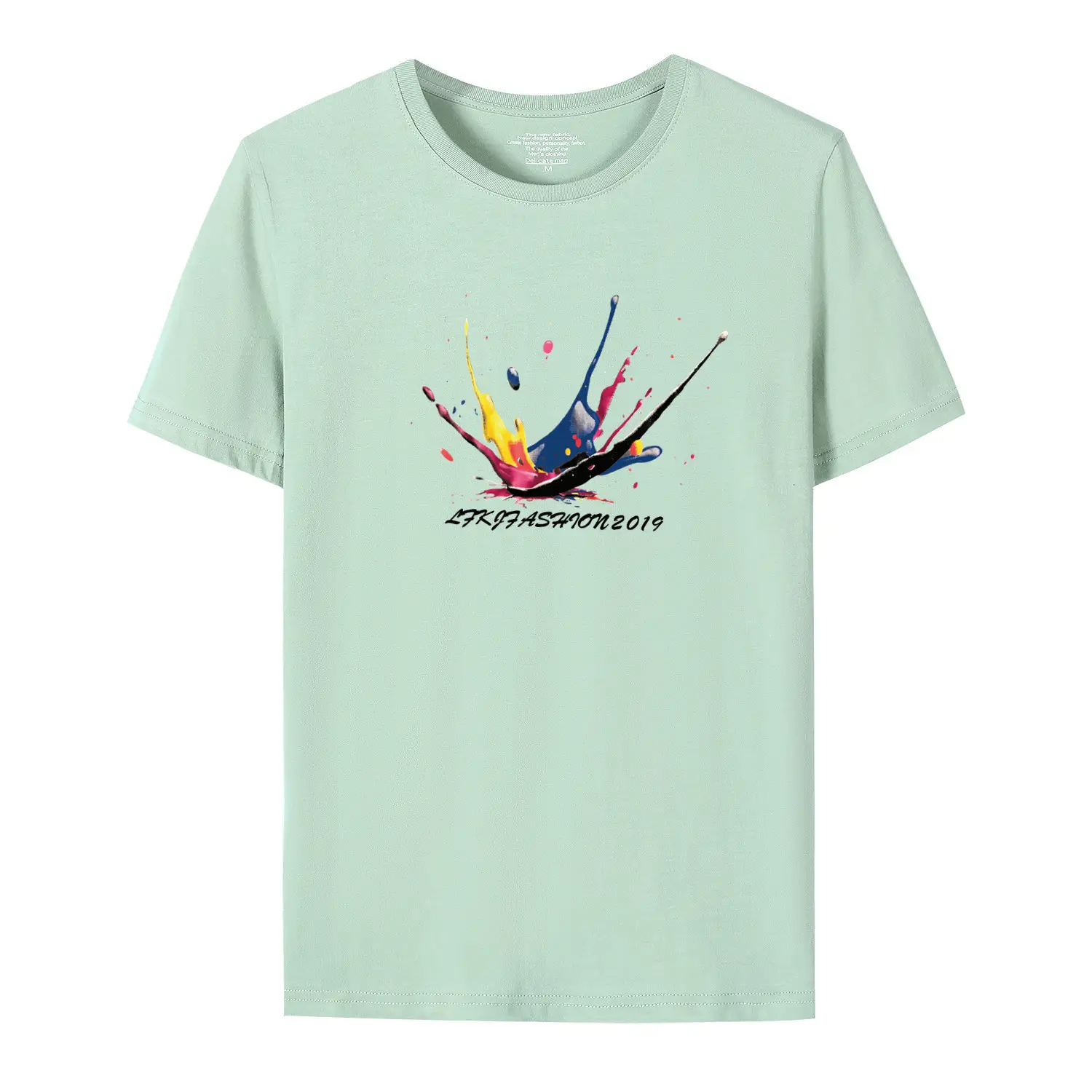 Wholesale Men Navy T-Shirt with Color Splash Graphic - Image 6