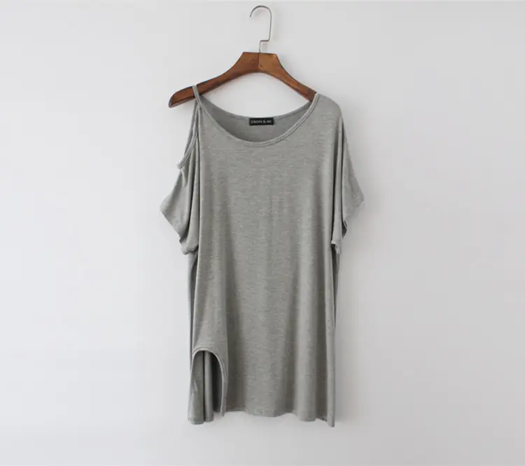 Women Grey Split Strap T-Shirt Mid Length Shoulder Proof - Image 3