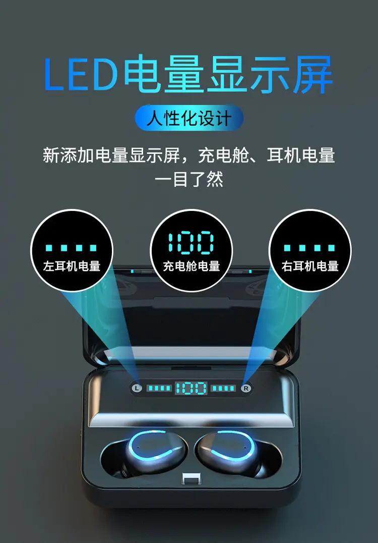 Bluetooth Headset with Power Bank & 5.0 LED Display — feature 5
