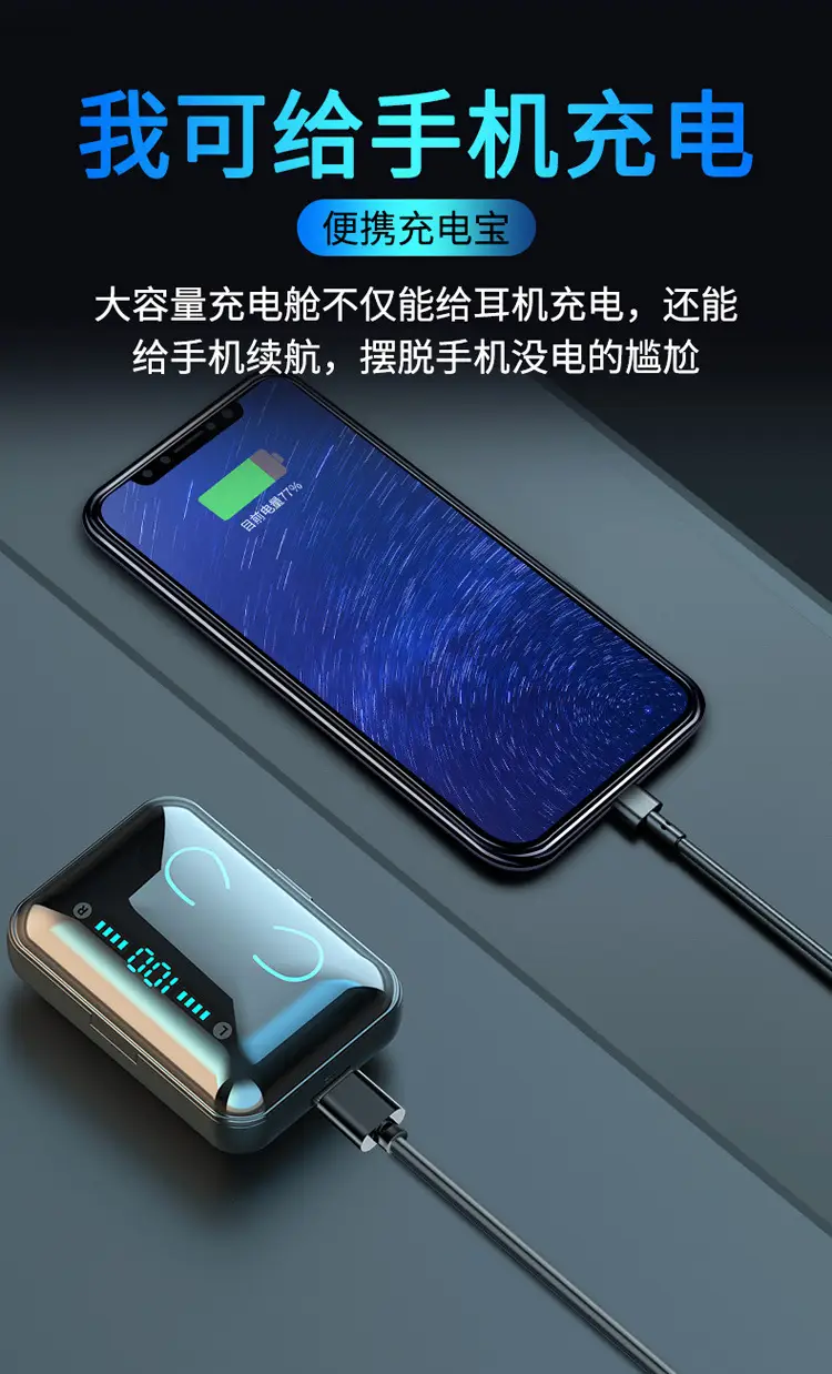 Bluetooth Headset with Power Bank & 5.0 LED Display — feature 6