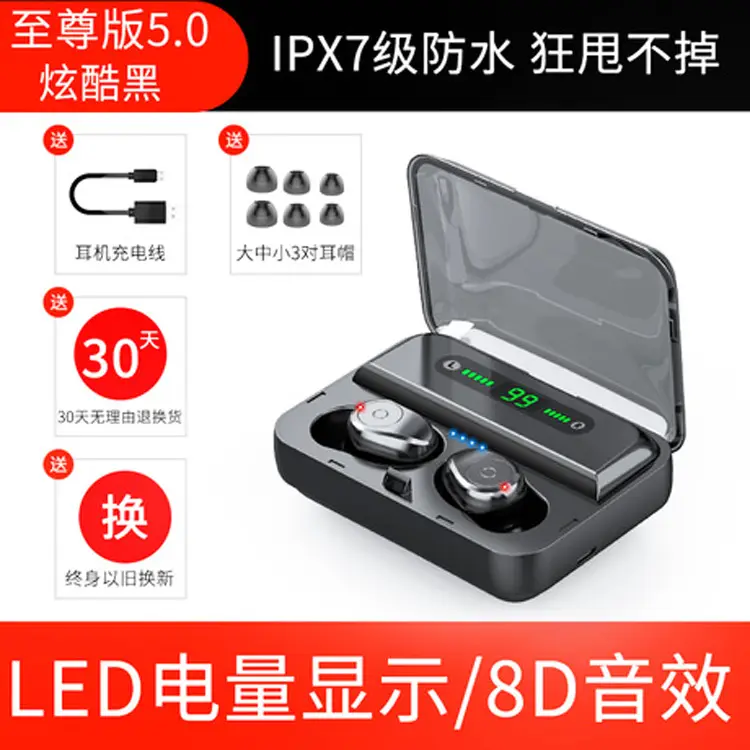 Bluetooth Headset with Power Bank & 5.0 LED Display