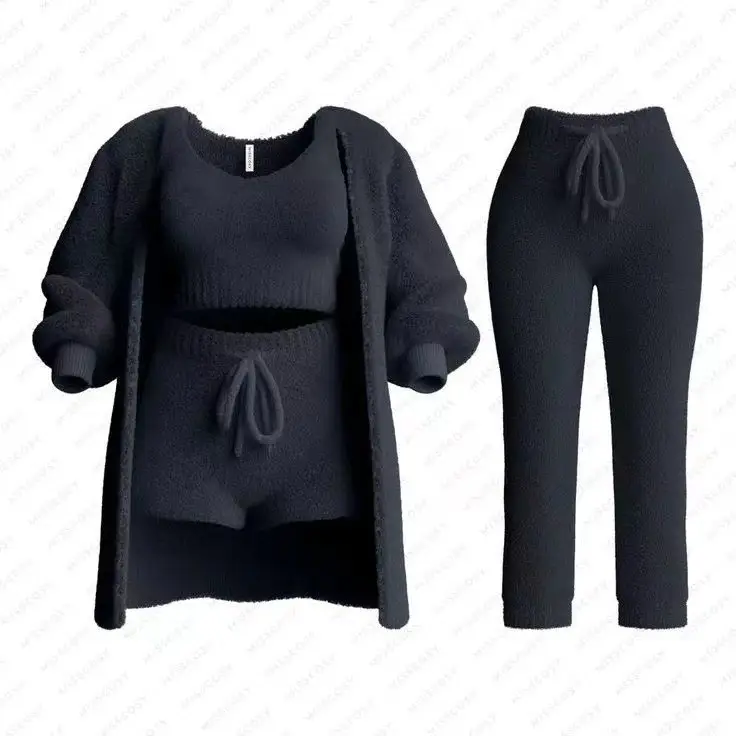 Women's White Cactus Embroidered Suit Set Winter Long Sleeve — feature 41