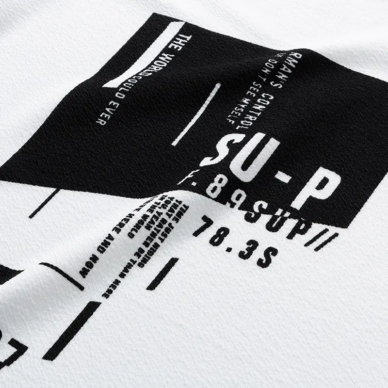 Men 2025 Summer T-Shirt & Shorts Set White Black Korean Style - Image 4