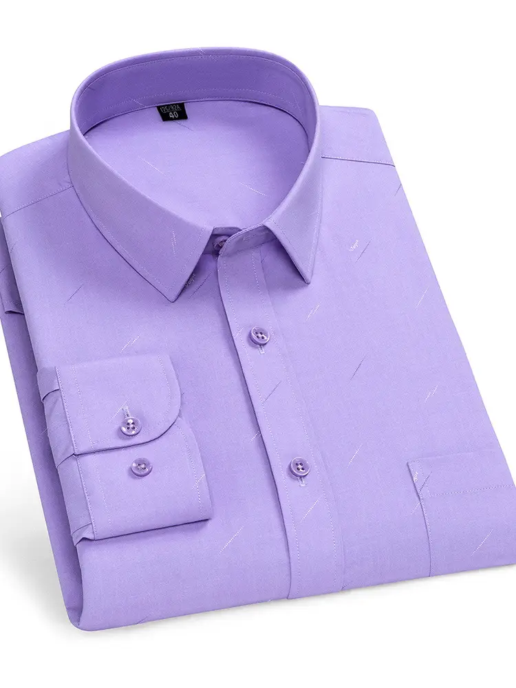 Men's Thin Cotton Checkered Shirt Lavender B5372 - Image 29