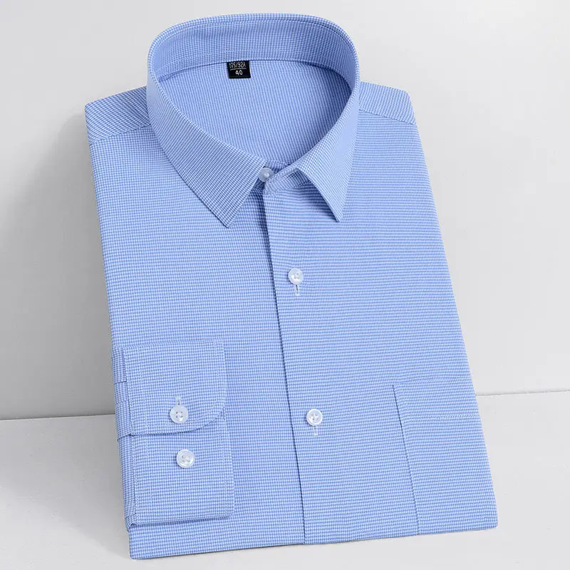 Men's Thin Cotton Checkered Shirt Lavender B5372 - Image 24