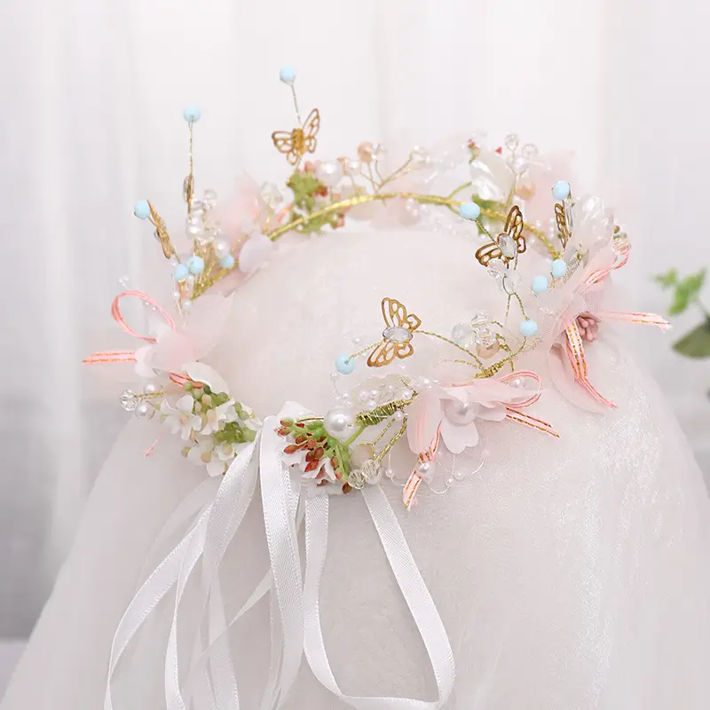 Children's Bridal Hairband with Butterfly & Pearl Accents - Image 4