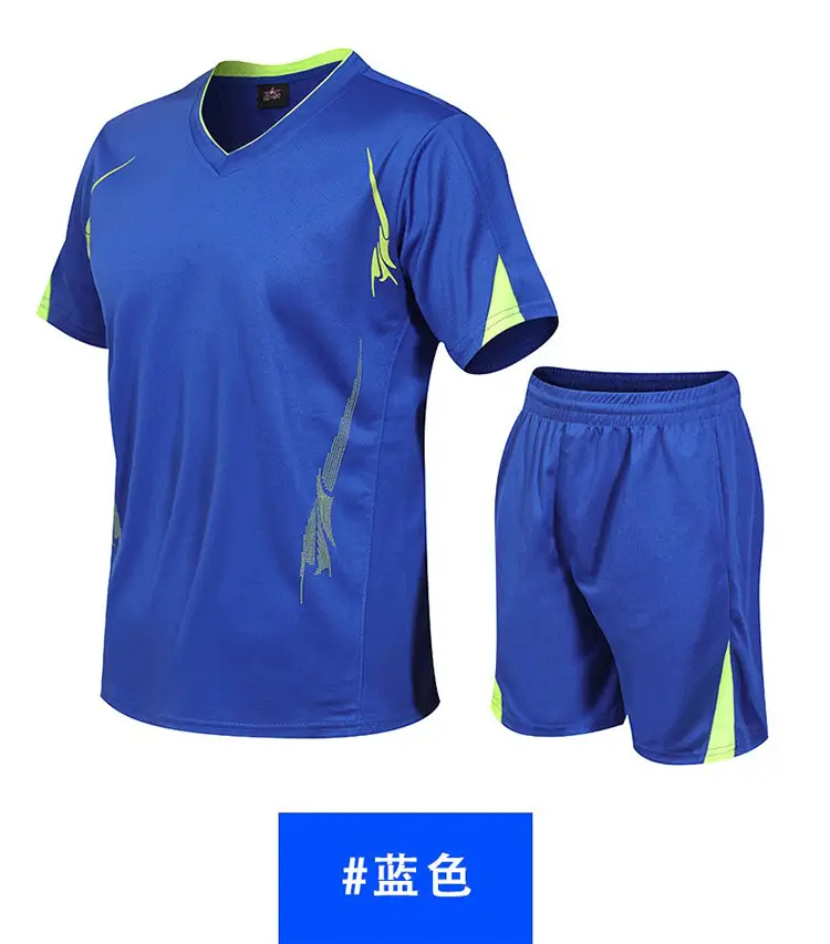 Men Neon Blue Athletic Sportswear Set Shorts & T-Shirt — feature 44