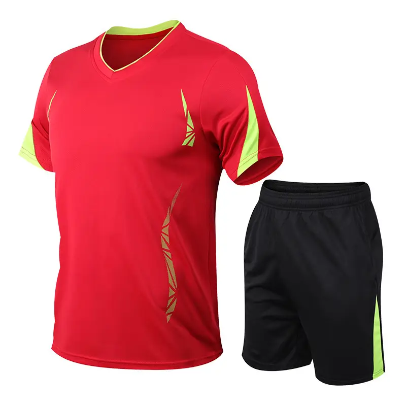 Men Neon Blue Athletic Sportswear Set Shorts & T-Shirt - Image 2