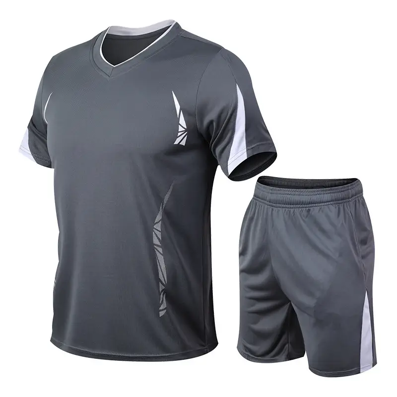 Men Neon Blue Athletic Sportswear Set Shorts & T-Shirt - Image 3