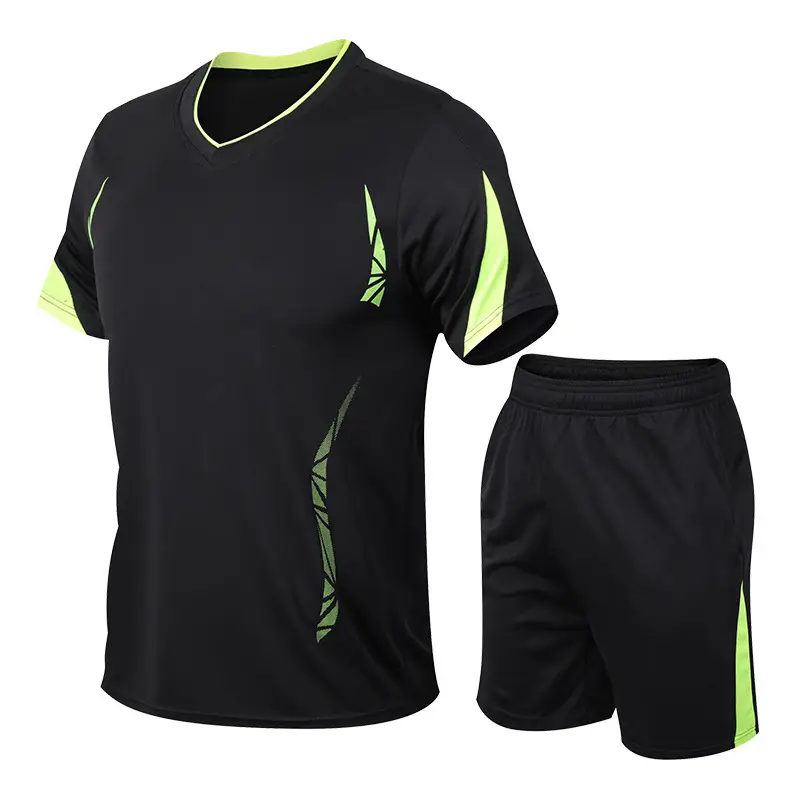 Men Neon Blue Athletic Sportswear Set Shorts & T-Shirt - Image 6