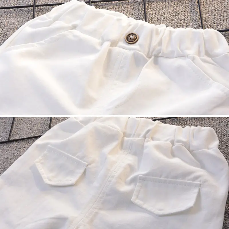 White Collared Striped T-Shirt & Shorts 2026 Boys Set - Image 5