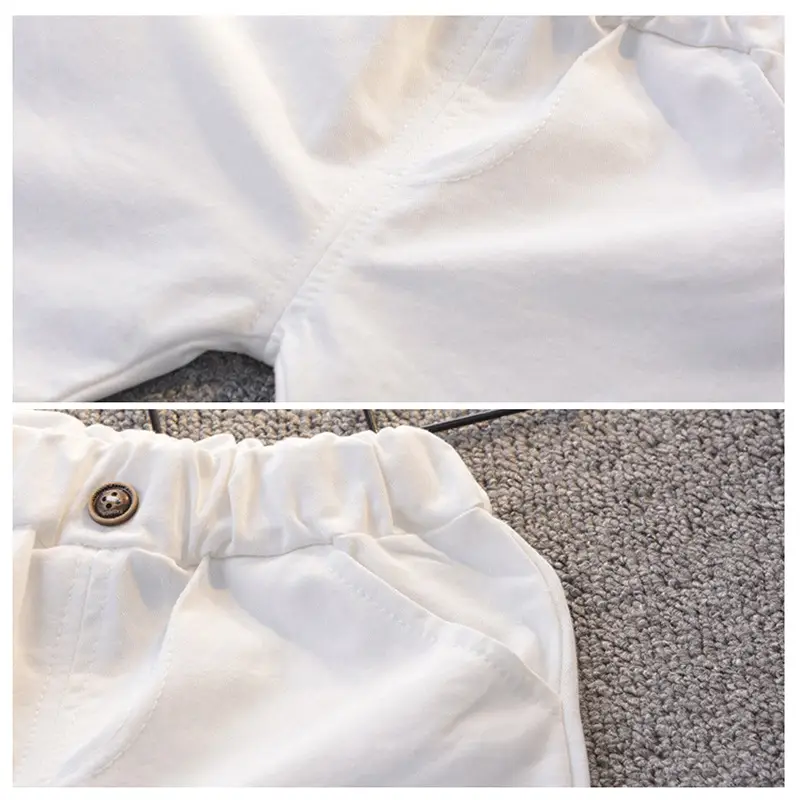 White Collared Striped T-Shirt & Shorts 2026 Boys Set - Image 6