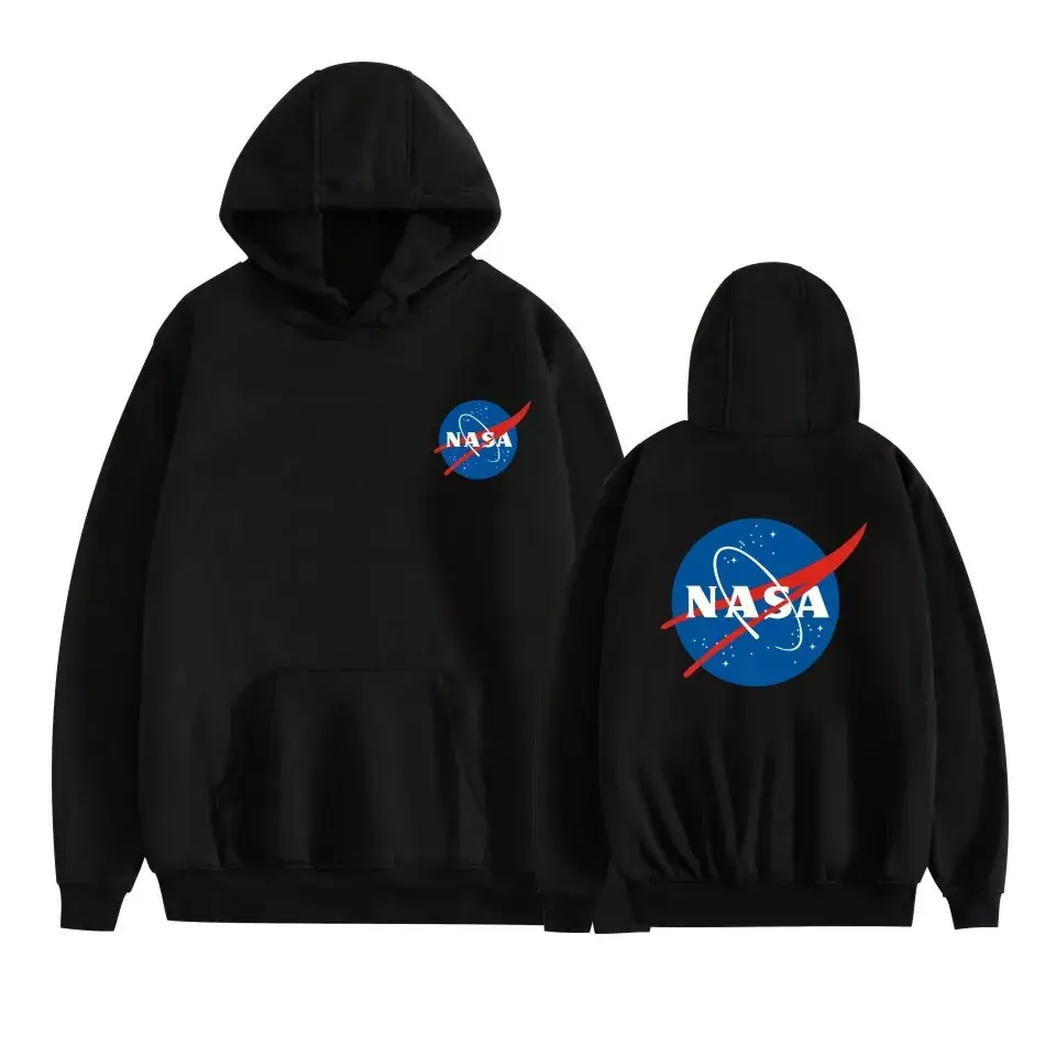 Black NASA Space Hooded Sweatshirt for Men Women - Image 13