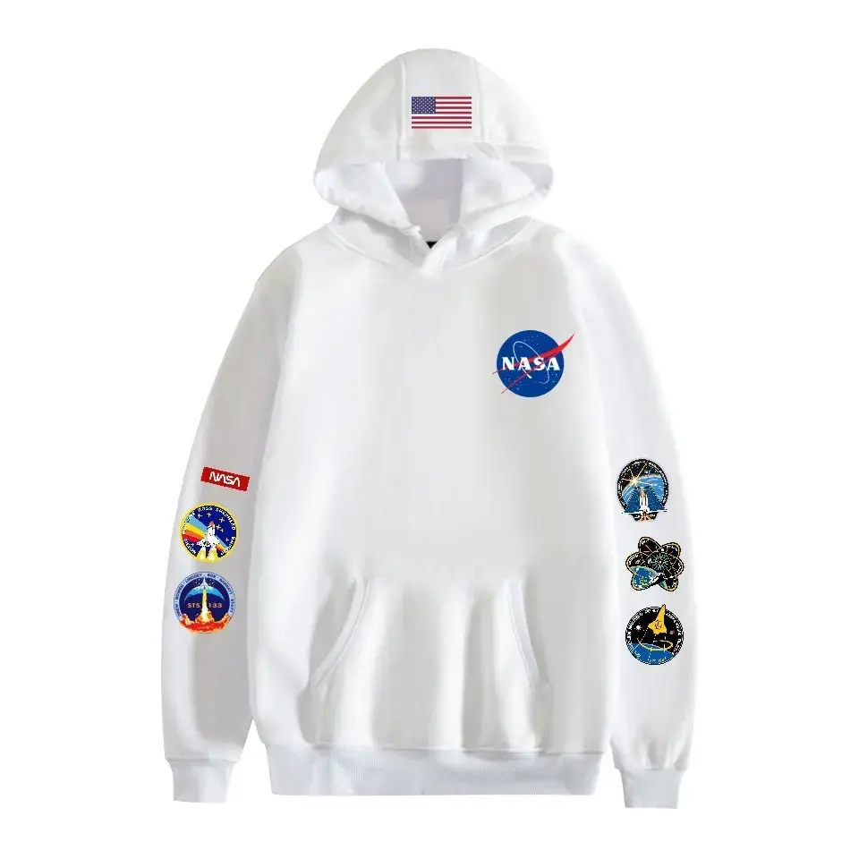 Black NASA Space Hooded Sweatshirt for Men Women - Image 2