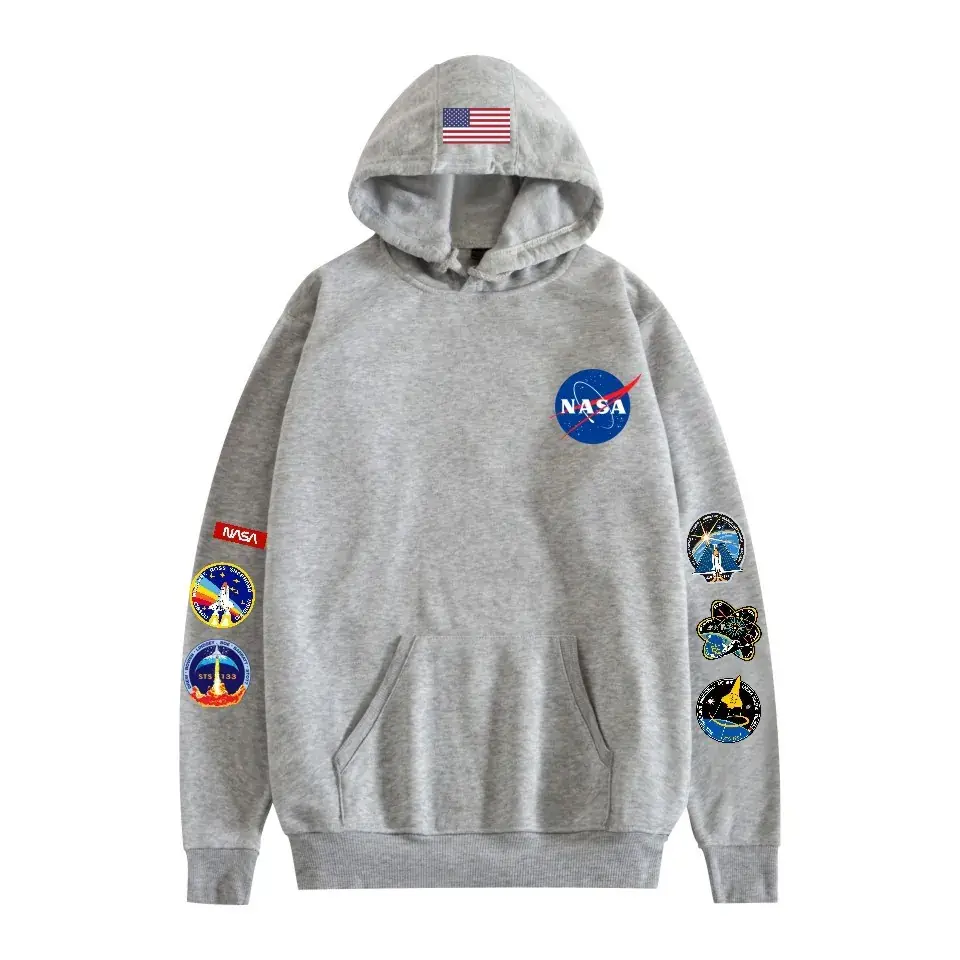 Black NASA Space Hooded Sweatshirt for Men Women - Image 3