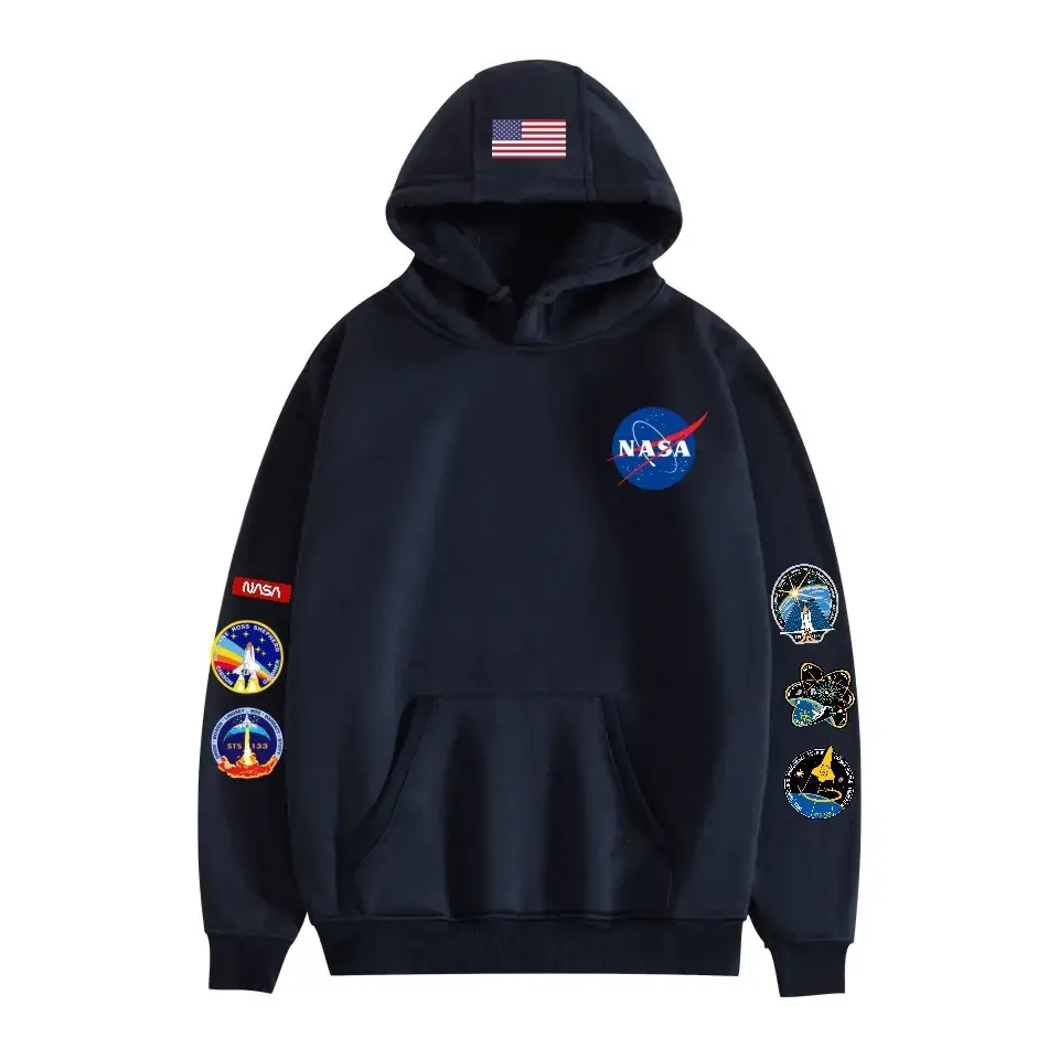 Black NASA Space Hooded Sweatshirt for Men Women - Image 4