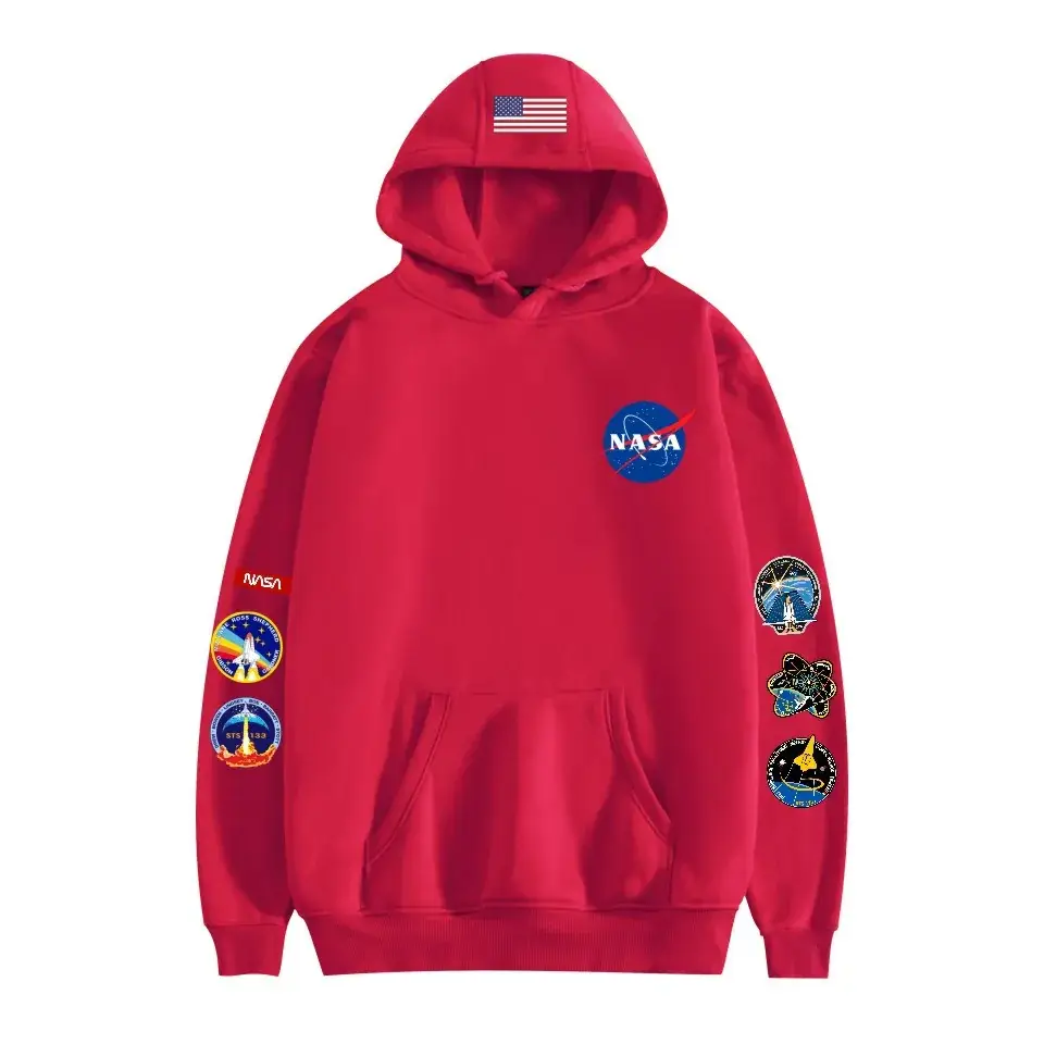 Black NASA Space Hooded Sweatshirt for Men Women - Image 6