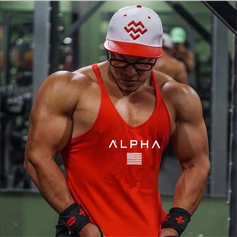 Men's Alpha Flag Muscle Vest Yellow Sweat Wicking - Image 9