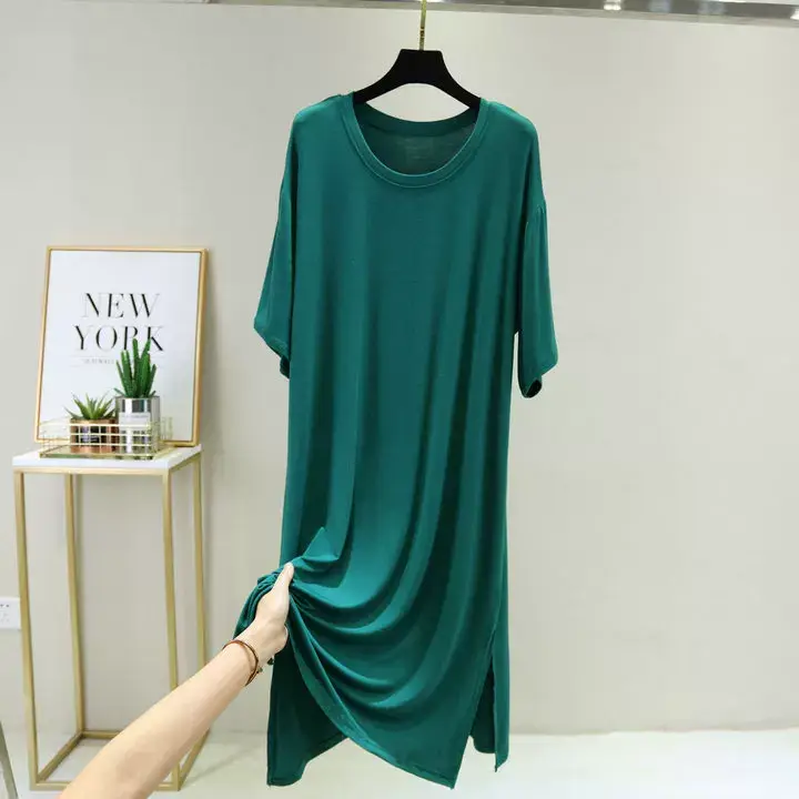 Women Spring Large Split Skirt Dress Grey Modal — feature 22