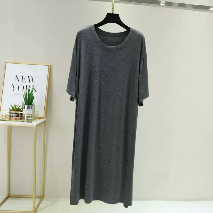 Women Spring Large Split Skirt Dress Grey Modal — feature 26