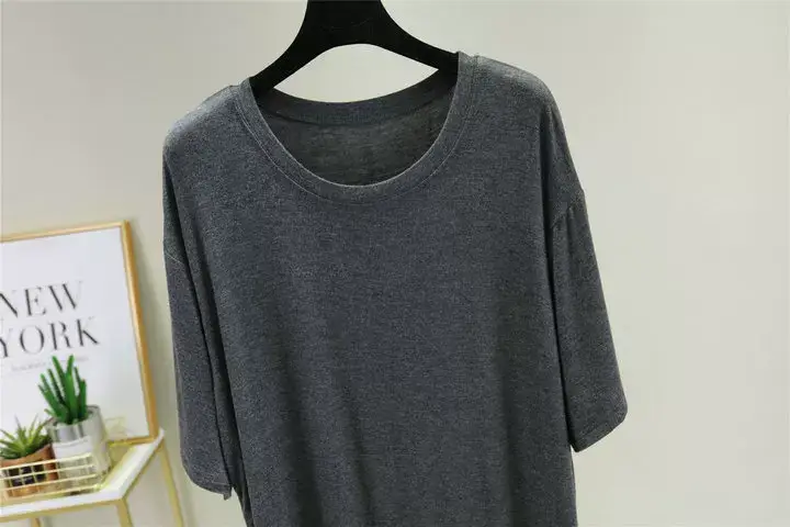 Women Spring Large Split Skirt Dress Grey Modal — feature 28