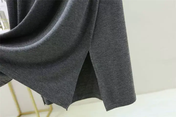 Women Spring Large Split Skirt Dress Grey Modal — feature 33