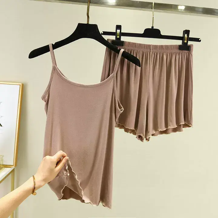 Women's Lotus Leaf Flyer Shorts Modal Beige — feature 10