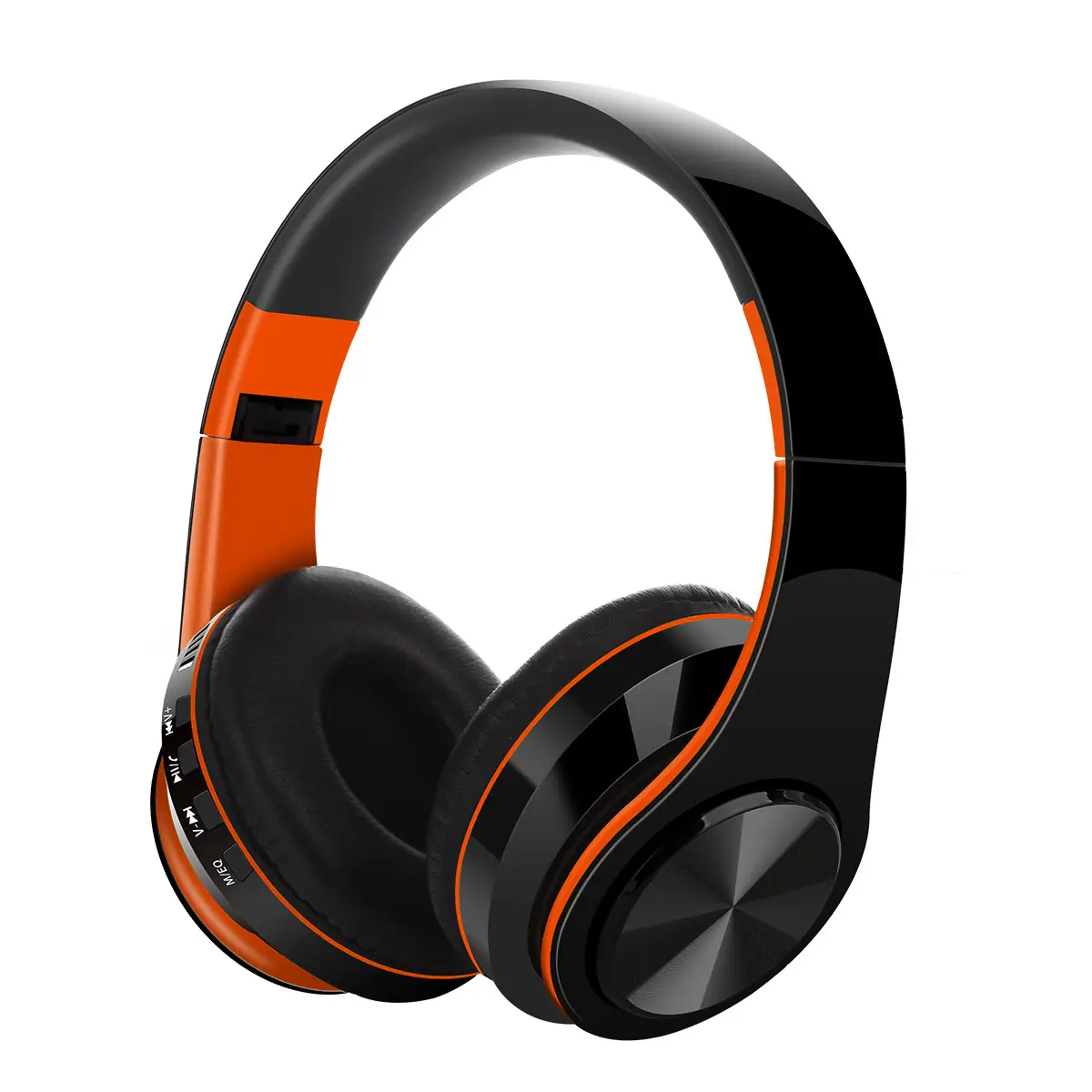 Wireless Bluetooth Headset Red Black Foldable with Heavy Bass - Image 2