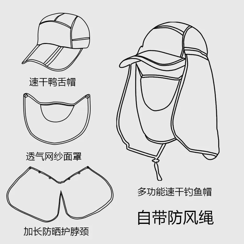 Men Women Anti-UV Neck & Face Sun Hat with Neck Guard - Image 17
