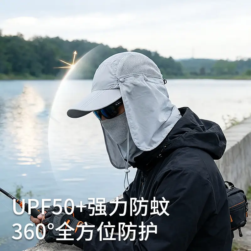 Men's UV50+ Fisherman Sun Hat with Full Face Cover - Image 12