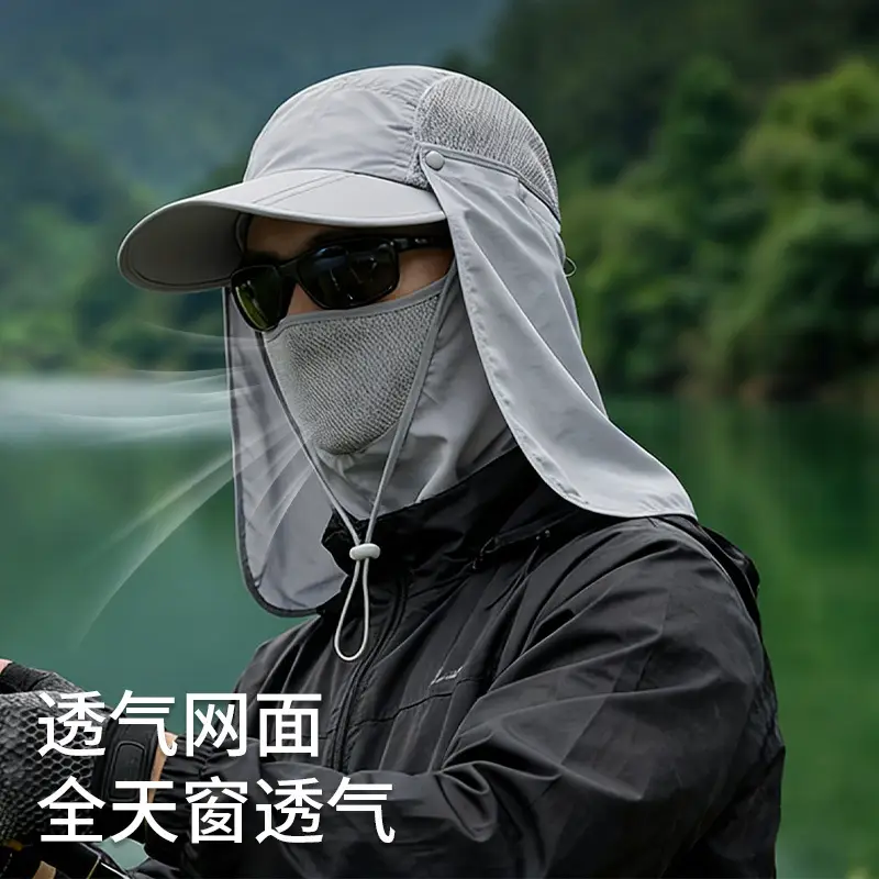 Men's UV50+ Fisherman Sun Hat with Full Face Cover - Image 14