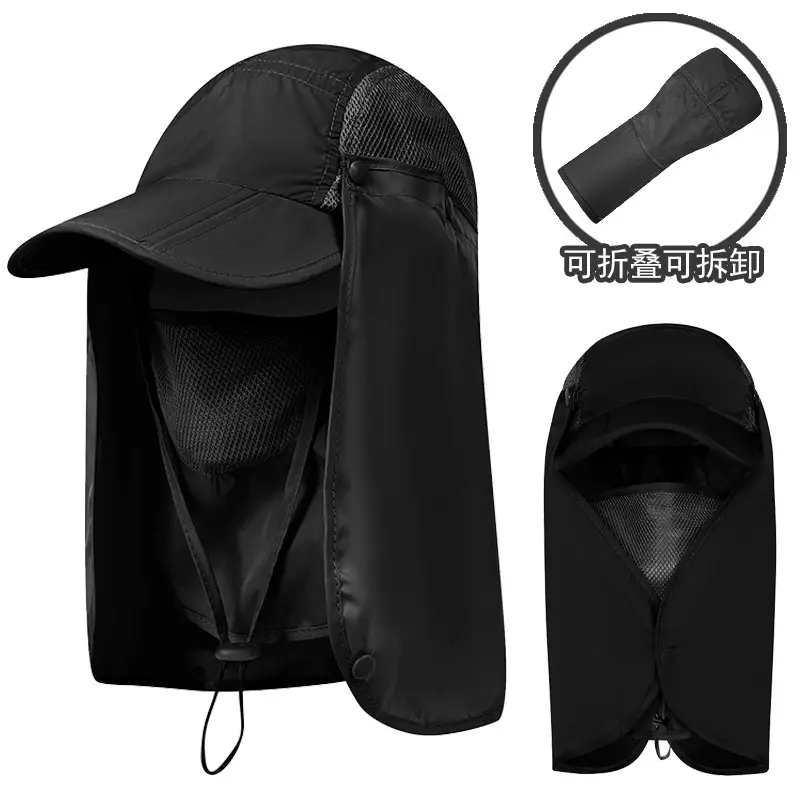 Men's UV50+ Fisherman Sun Hat with Full Face Cover - Image 3