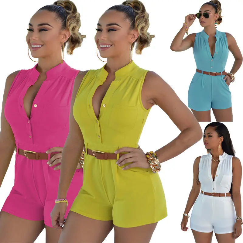 Women White Sleeveless High Waist Shorts Set