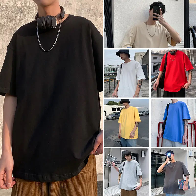 Men Korean Style T-shirt Short Sleeve Solid Color - Image 2