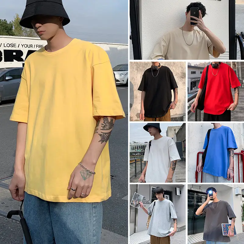 Men Korean Style T-shirt Short Sleeve Solid Color - Image 3